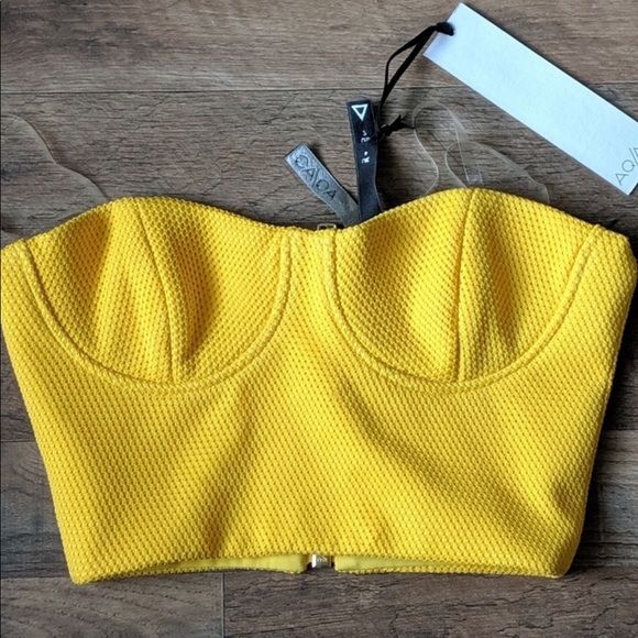 yellow bustier top